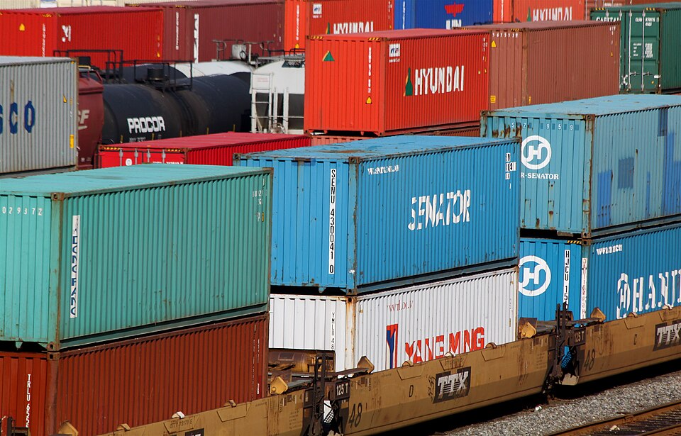 Cargo containers prepared for shipping and logistics coordination